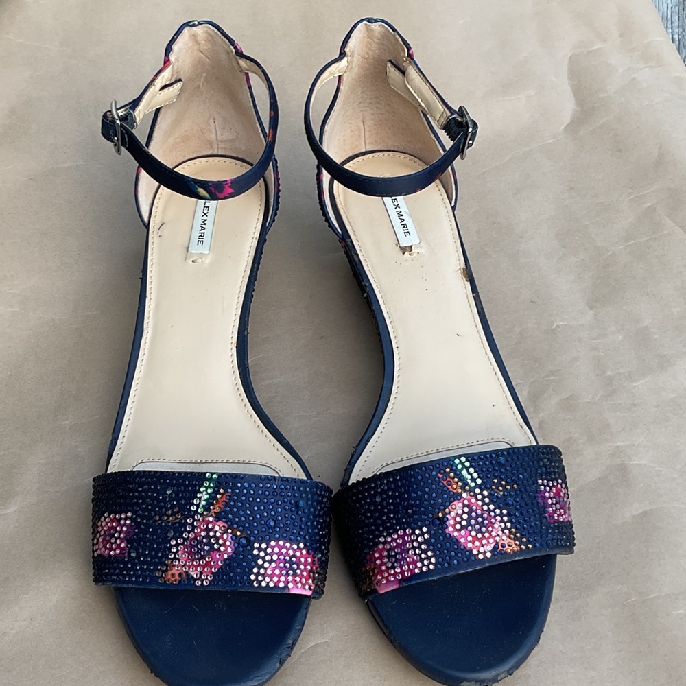 Alex Marie Royal Blue and Pink Sandals with Ankle Strap